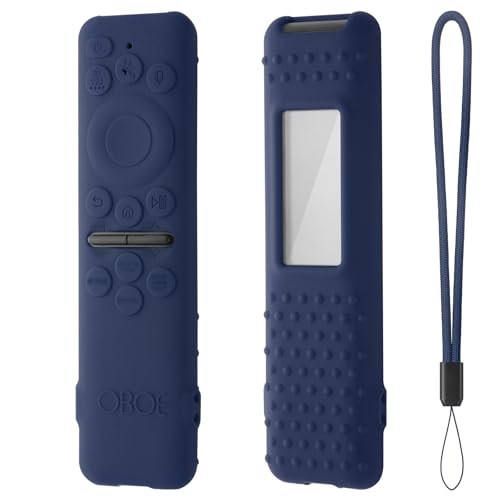 Image of Oboe Silicone Tv Remote Cover Compatible with Samsung Smart Tv Remote 2025 Model TM2360 E Key Cover Protective Case with Lanyard (L-Dark Blue) [Remote NOT Included]