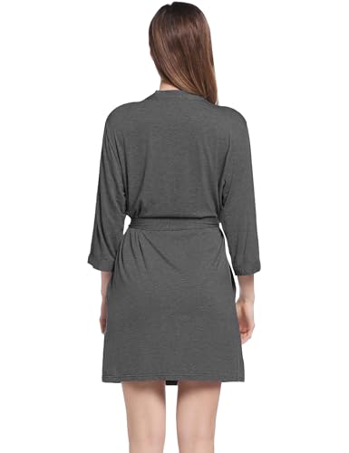 Image of Joyaria Women Bamboo Viscose Robe Super Soft Comfy Summer Cooling Short Lightweight Bathrobe with Pocket S-XXL