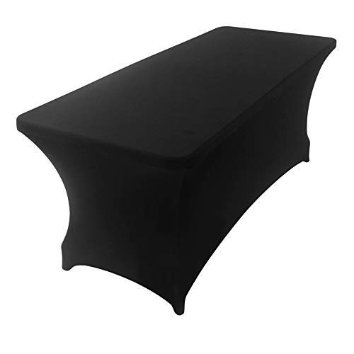 Image of Peomeise 2PCS 6FT Spandex Table Cover Rectangular Stretch Spandex Tablecloth (Black,6FT)