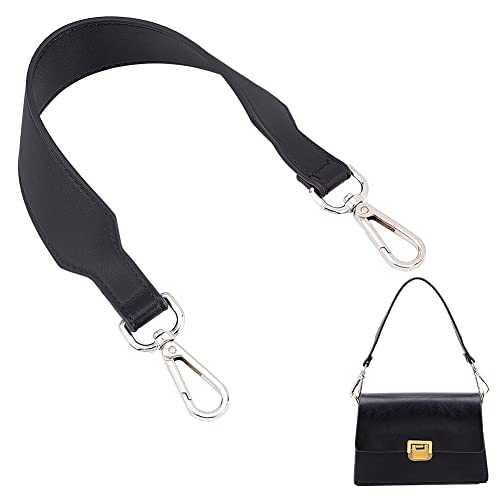 WADORN Genuine Leather Handbag Handle Replacement, 41.8cm Wide Clutch Strap for Shoulder Bag Tote, Laptop Bag, Briefcase, Black