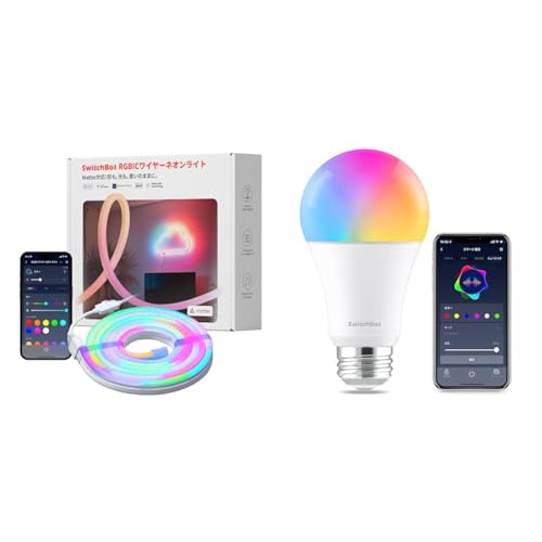 SwitchBot RGBIC C[ lICg LEDd X}[gCg - Alexa X}[gz[ X}[gd E26 XCb`{bgF dFEFΉ RGBCW}`J[ 1600F ԐڏƖ Google Home I