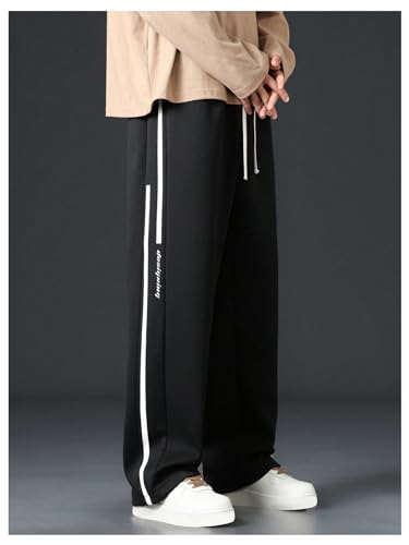 Verdusa Men's Letter Print Striped Sweatpants Drawstring Waist Sweat Pants Joggers3