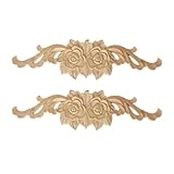 LizhiPier Paquete de 2 apliques para muebles con diseño de doble rosa, proyecto de carpintería (30 x 8 cm)