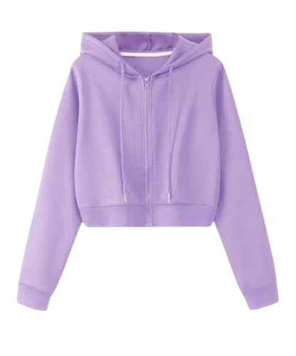 Image of Rabboni Women's Crop Fleece Hoodie Jacket | Full Sleeve Zip-Up Hooded Sweatshirt for Women & Girls | Soft Warm Casual Winter Wear Crop Hoodie