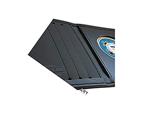 Us Made Black Trifold Genuine Leather Coast Guard Wallet, Single Id Window And Cc Slots, 3.5" X 4.5" #TOP29