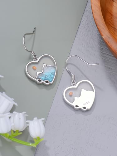 Dorunmo Mountain Earrings 925 Sterling Silver Mustard Seed Drop Earrings Turquoise Mountain Dangle Christian Faith Jewelry Gifts for Women3