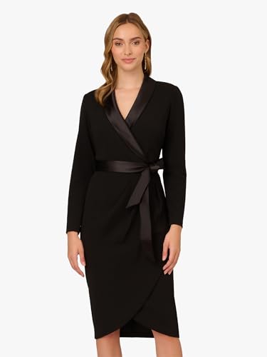 Adrianna Papell Women's Knit Crepe Tuxedo Wrap Dress3
