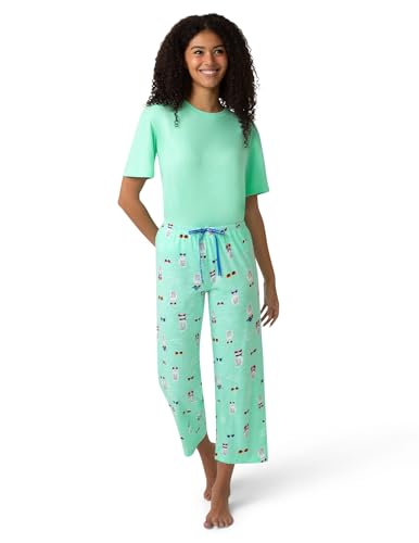 Image of HUE Women's Summer Vacation Pajama Separates, Soft, Whimsical Print Pjs with Tropical Beach Themes, Flip Flops, Cocktails