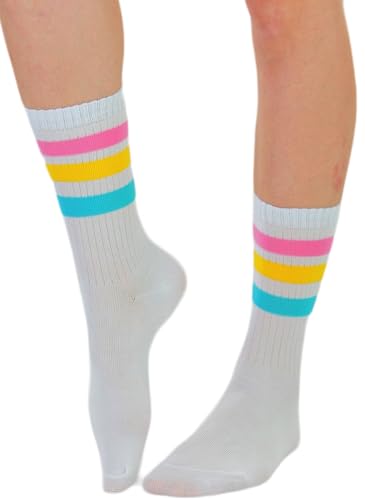 Image of ToBeInStyle Women's Acrylic Ankle Hi With Double Stripe Top Crew Fun Athletic Socks