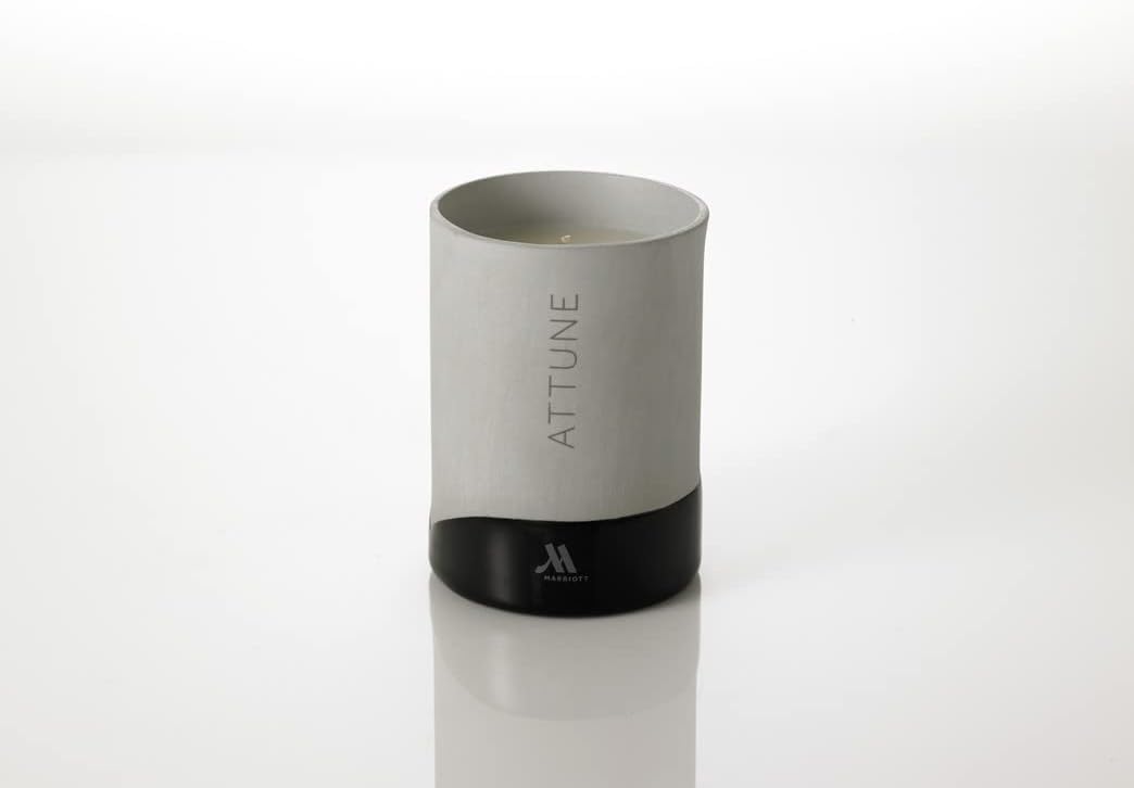 Marriott Attune Candle - Notes of Fuji Apple, Rose, and Cassis - Hand-Poured Soy Wax Blend in Gray Porcelain Jar