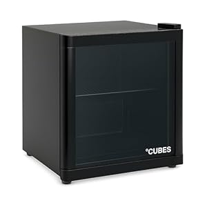 °CUBES Mini Kühlschrank schwarz 48L | Leise & energieeffizient | Kompakter Getränkekühlschrank mit Glastür – Perfekt für Büro, Gaming & Camping | Kleiner Kühlschrank mini fridge