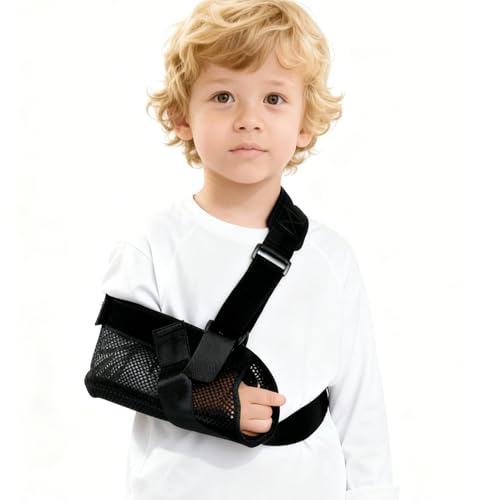 SILAIDESI Kids Mesh Arm Sling for Children's Shoulder Injury - Adjustable Shoulder Immobilizer for Child Arm Support, Pediatric Fracture & Dislocation Recovery (Black, XS)