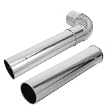 STOBAZA Edelstahl Ofenrohr Verlängerung Ø 60mm 60cm mit 90° Bogen für Zeltofen und Heizgeräte mit Verbessertem Luftstrom und Sauberem Abgas für Camping und Haushalt