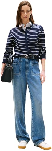 Tommy Hilfiger Damen Cardigan Jersey Stitch Elegant, Mehrfarbig (Dark Night Navy/Ivory Silk STP Gs), XXS 3