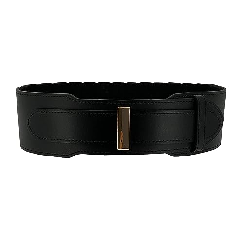 Women Wide Elastic Leather Dress Vintage Full Grain Leather Belt Waistband for Tunics