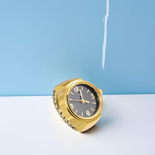 Baluue Women Men Finger Watch Vintage Ring Watch Round Quartz Analog Finger Ring Watch for Birthday Graduation Black