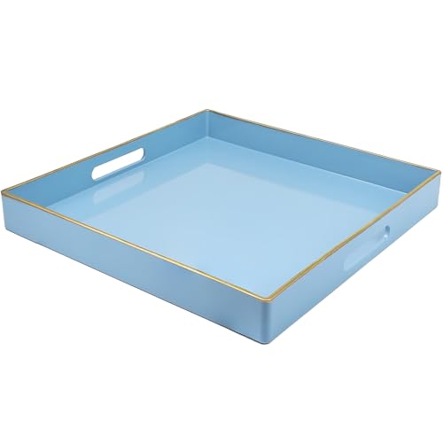 Spsyrine Light Blue Decorative Tray for Living Room, Square Modern