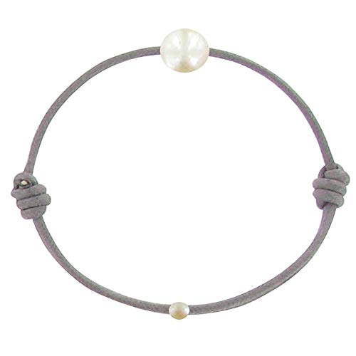 LES POULETTES BIJOUX - Pulsera Enlace Mi Perla - Perla Blanca Cultivada Les Poulettes - Classics - Gris