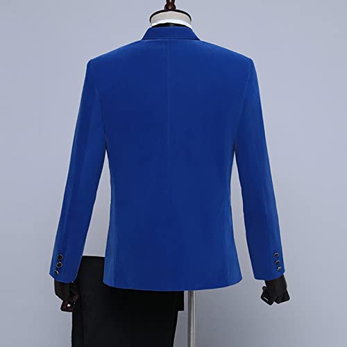 Men's Slim Fit 2 Piece Suit Set Peaked Lapel One Button Tuxedo Suits Velvet Party Dinner Jacket Pants & Tie Sets2