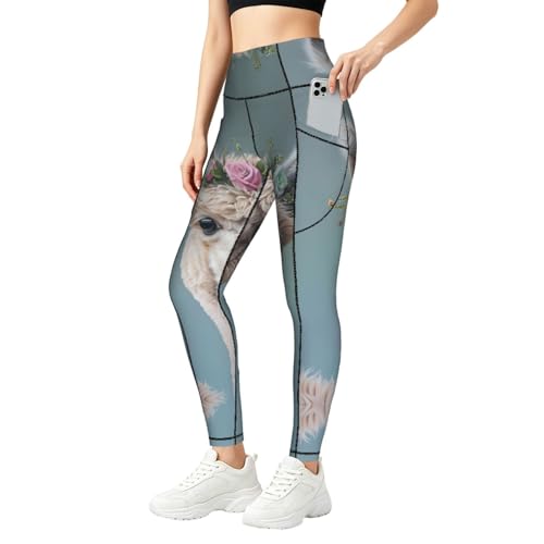 Vêtements de fitness doux type legging imprimé alpagas femme