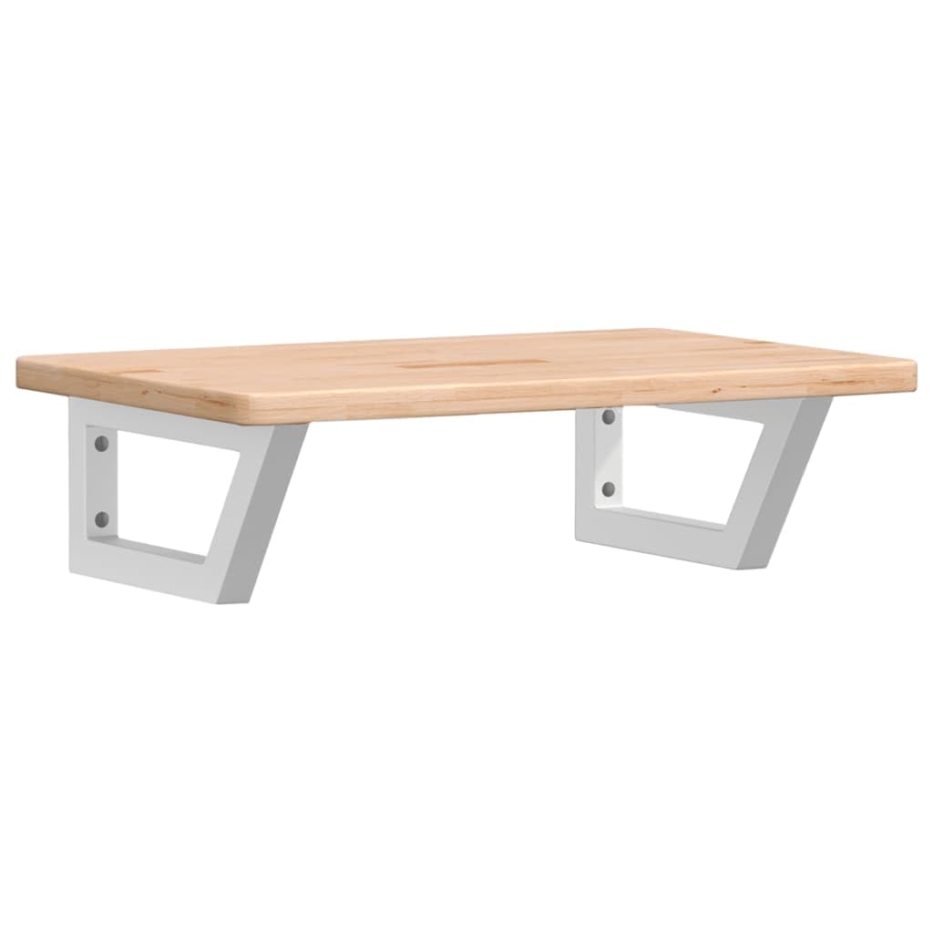 Piano per lavabo, 60 x 40 cm, in legno massello di rovere con | Effetto fluttuante per il tuo bagno: consolle salvaspazio in legno di quercia con portasciugamani in acciaio bianco integrato