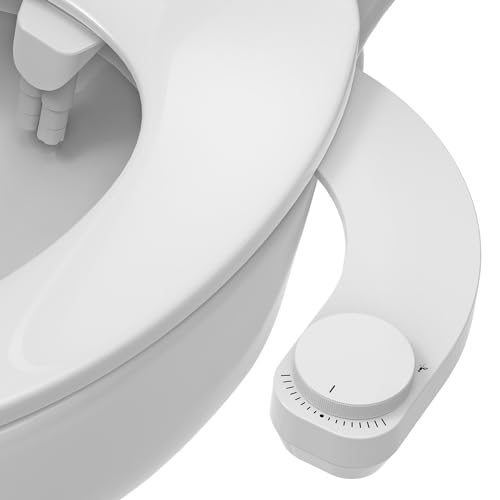 Bidet Left - Bidet Attachment for Toilet UK Left - Left Handed Bidet Ultra-Slim Non-Electric Dual Nozzle (Frontal & Rear Wash) Adjustable Water Pressure, Bidet Toilet Seat Attachment(White)