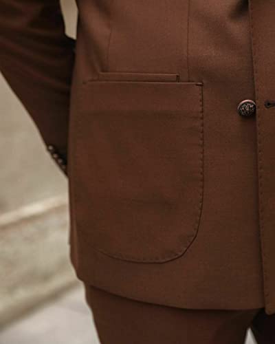 Men's Two Pieces Business Suit Set, Double Breasted Buttons Peak Lapel Jacket Pants Tuxedos Wedding Casual Party4