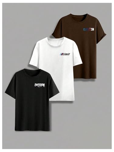 Men's 3 Pack Y2K Graphic Tees Short Sleeve Crew Neck Summer T-Shirts Top2