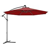 Giantex 10ft Offset Patio Umbrella, Burgundy, Outdoor Hanging Market Umbrella with Crank & Cross Base, Easy Tilt Adjustment, 96% Sunlight Protection