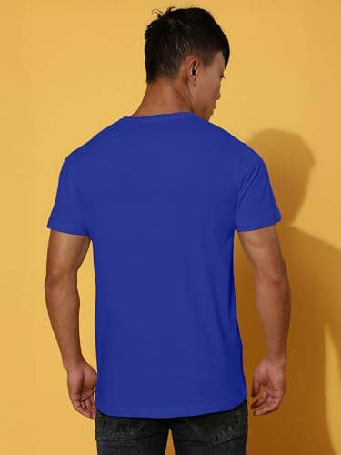 Image of Veirdo Regular Fit Half Sleeves Round Neck Typographic Printed Pure Cotton T-Shirt for Men (Available Colors: Black, Navy, Swan White, & White) (Sizes: S to 2XL)