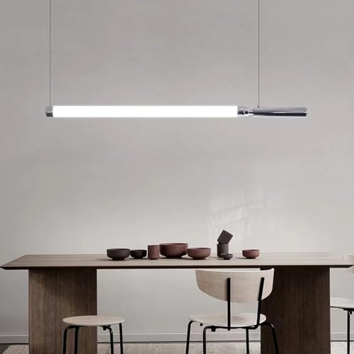 Lampe suspendue linéaire en tube de verre chromé 49" style minimaliste