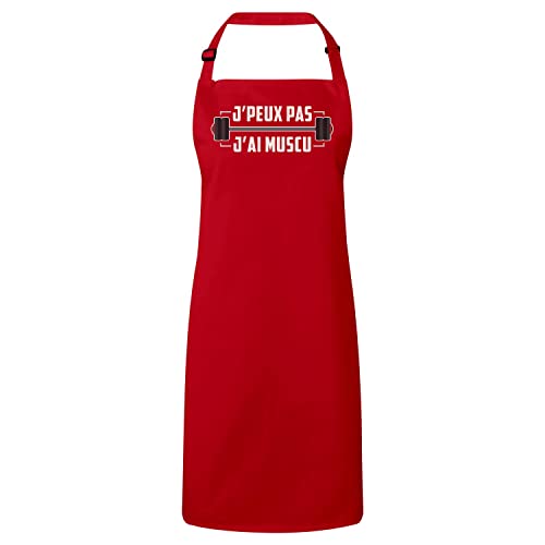 Tablier de cuisine j'peux pas j'ai muscu Fabulous ajustable et premium en coton noir résistant