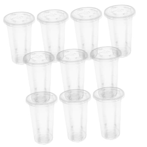 QUMIIRITY 50個 食品グレード 透明プラスチック飲料カップ 蓋付き 使い捨てミルクティーカップ 再利用可能