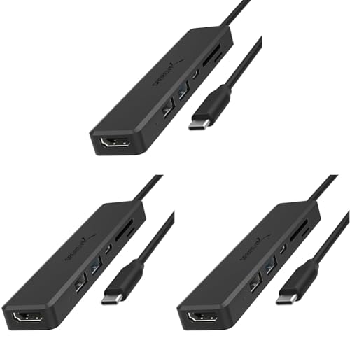 SABRENT Multi-Port USB-C Hub with 4K HDMI & Power Delivery (60W) | 2 USB Ports & SD/microSD Card Reader (Pack of 3)