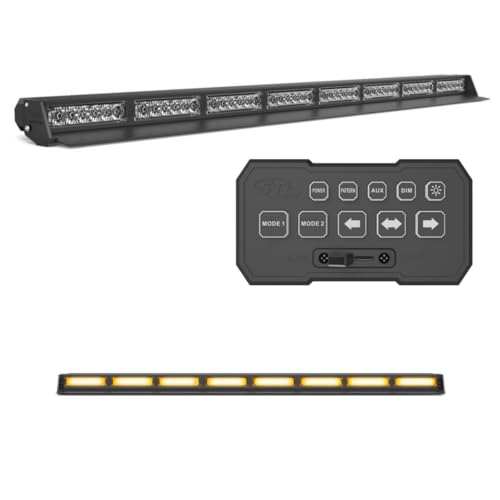 SpeedTech Lights Striker-8 48 LED 144W Dash Deck Traffic Advisor Light Bar for Police Tow Construction Plows & Emergency Vehicles. Windshield Mount Warning Light (Amber/Amber)