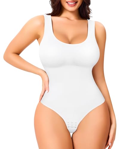 Eleady Shapewear Bodysuits for Women - Body Shaper Thong Tank Top Bodysuit Square Neck