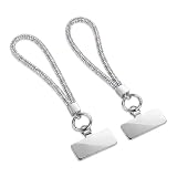 2 pezzi Catena per Cellulare con Strass Glitterati,Laccio per Cellulare da Polso,Cordino per Cellulare da Polso,Catena di LUSSO per Nei colori Champagne e Bianco,Cinghia da Polso(Colorato/Argento)