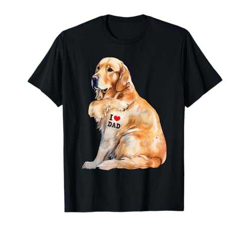I Love Dad - Patriotic Golden Retriever Canine Dog Lover