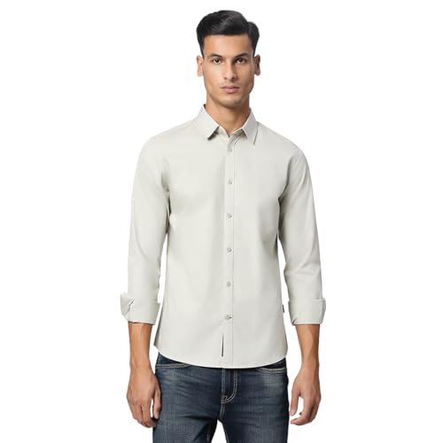 Image of Being Human White Slim Fit Regular Collar Men's Shirt Clothing