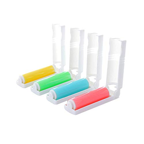 Voarge Set di 4 rulli per rimuovere pelucchi e pelucchi, riutilizzabili e riutilizzabili, in silicone, per rimuovere i peli di animali domestici, pieghevole, portatile, lavabile e adatto per viaggiare