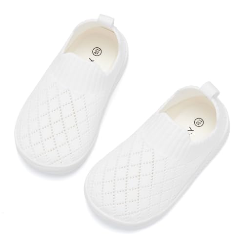 MORENDL Toddler Shoes Baby Walking Sock Shoes Non-Slip Breathable Boys & Girls Sneakers Infant Tennis Shoes Mesh White3