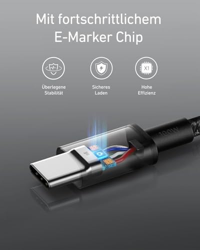 Anker 100W USB C Kabel PD 3.0 Schnellladen [2 Stück 1,8m],Schwarz – Ansicht 3
