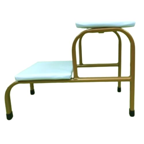 Escada Clínica de 2 Degraus Obeso Estrutura Dourada com Piso em MDF Branco