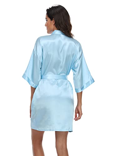 Image of Women's Pure Short Silky Robes Bridesmaid Bride Party Satin Robes Sleepwear