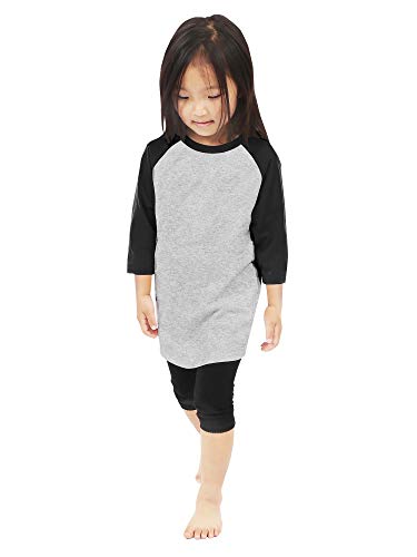 Hat and Beyond Kids Raglan 3/4 Sleeves Baseball T Shirts Baby (XS (3-4 Yrs 4T), 5ks01_Gray/Black)