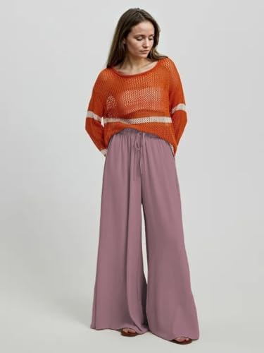 Image of KOTTY Women's Relaxed Fit Wide-Leg Drawstring Palazzo Trouser for Everyday Comfort & Style