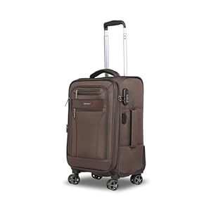 Nasher Miles Berlin Expander Soft-Sided Polyester Front Laptop Compartment Cabin Luggage Brown 20 inch |55cm Trolley Bag