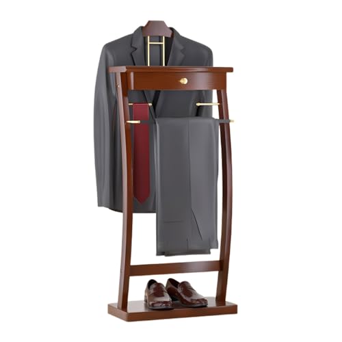ACLFF Perchero Antiarrugas, Perchero de Pie para Trajes, Galán de Noche con Bandejas y Cajones, Elegante Solución de Almacenamiento de Ropa para la Oficina, el Salón y el Dormitorio