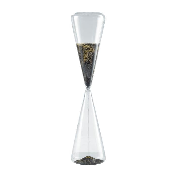 Mascagni Casa Sablier en verre 40 cm sable couleur noir et or