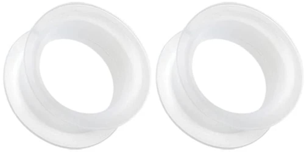 Pair 7/16" (11MM) CLEAR SILICONE EYELET TUNNELS Double Flare Gauges Thin Soft Flexible Flesh Plugs (2pcs)